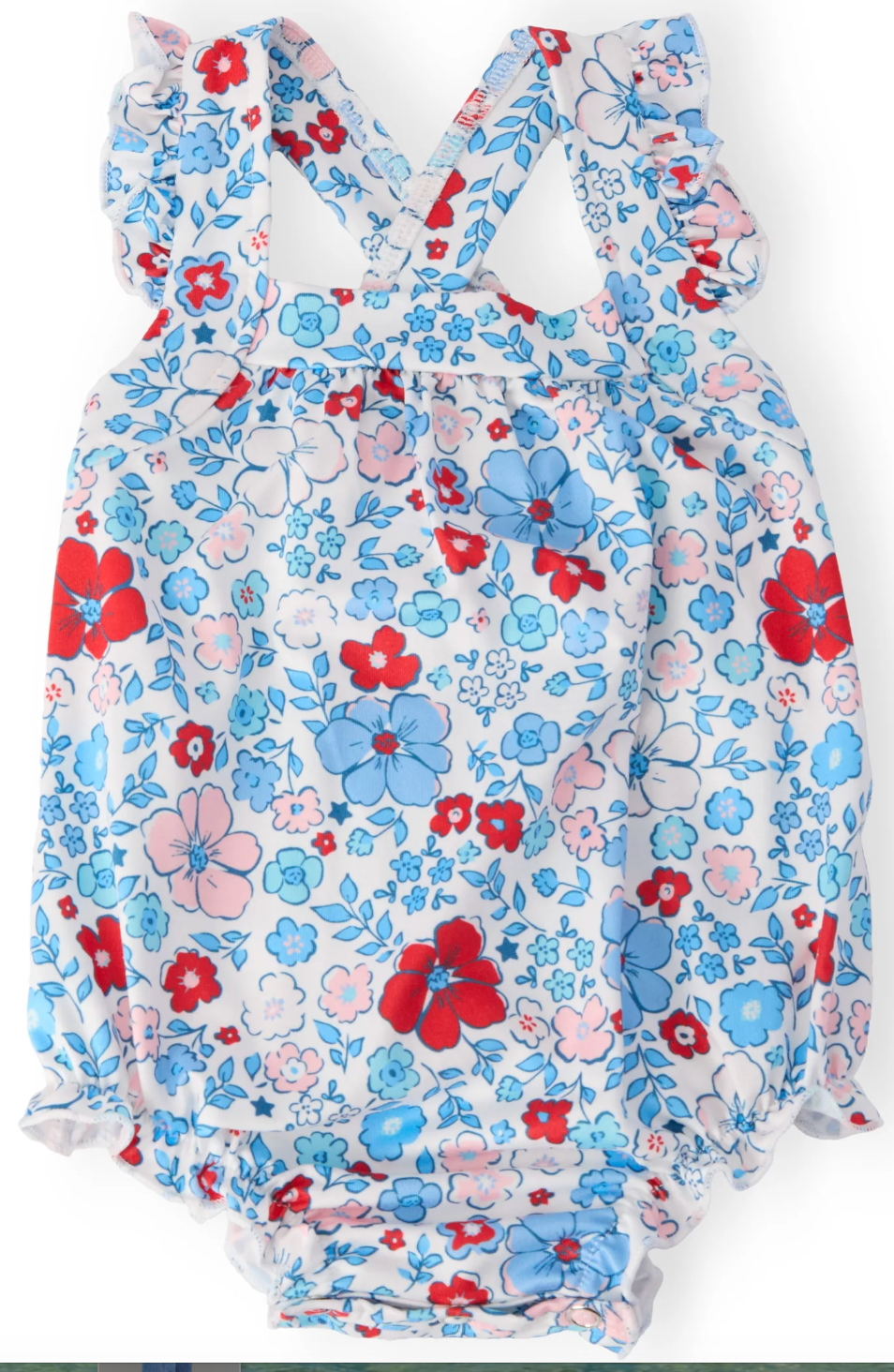 Patriotic Floral Ruffle Romper