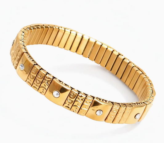 Gold CZ Icon Tile Bracelet