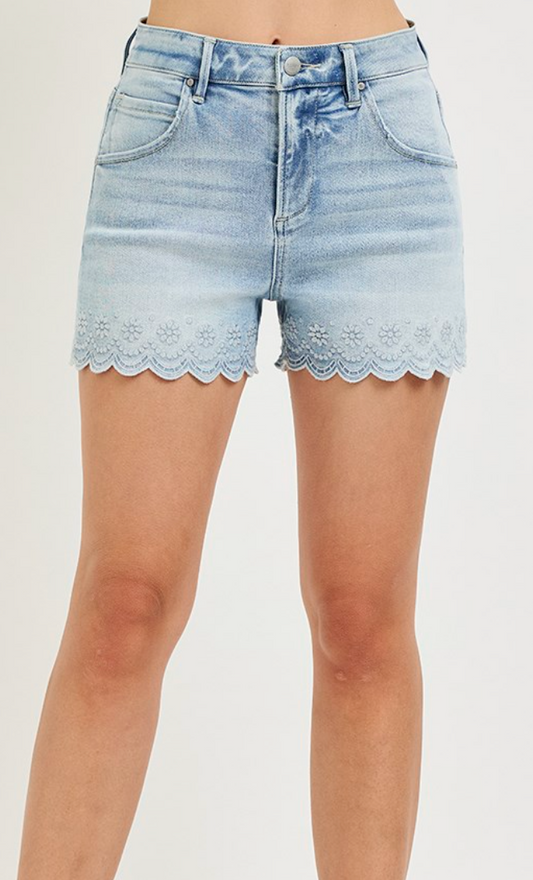 Risen High Rise Scalloped Shorts