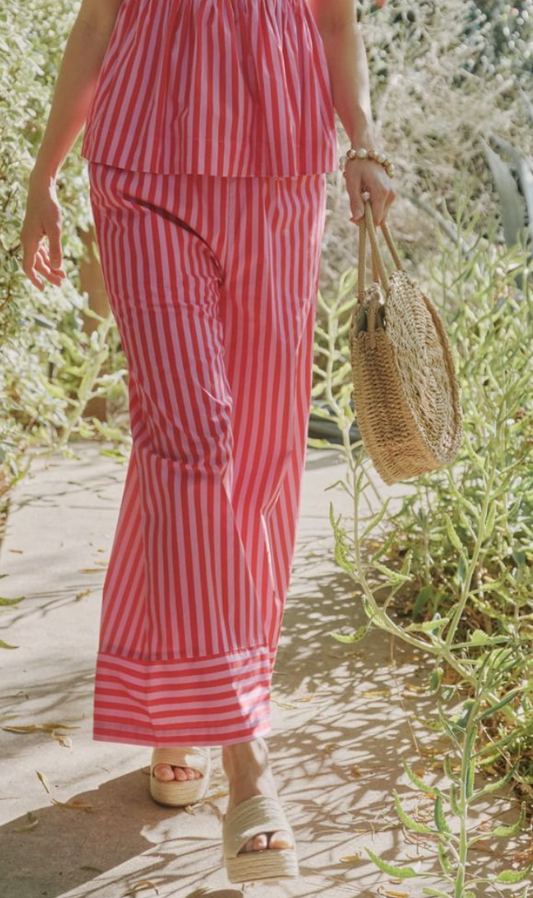 Pink + Red Stripe Wide Leg Pants