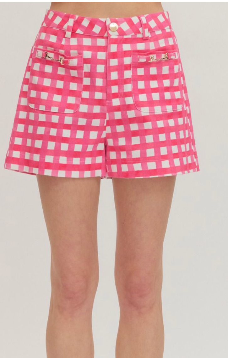 Pink Gingham Shorts