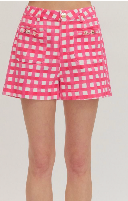 Pink Gingham Shorts