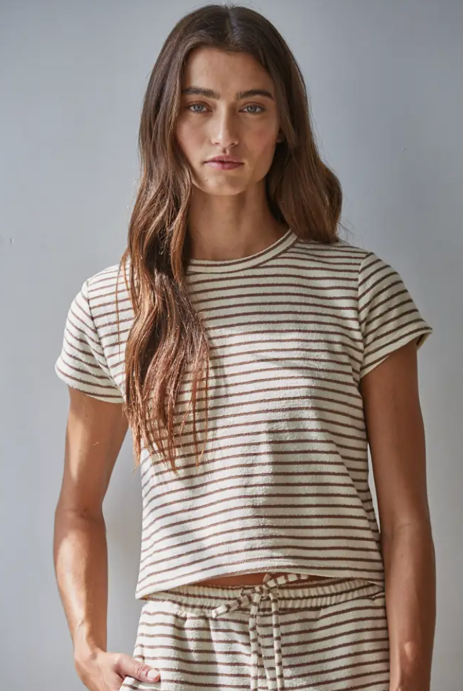 Cream + Mocha Striped Tee