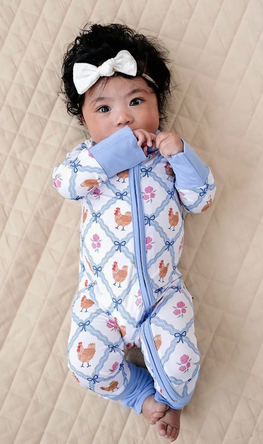 Floral Chicken Bamboo Convertible Onesie
