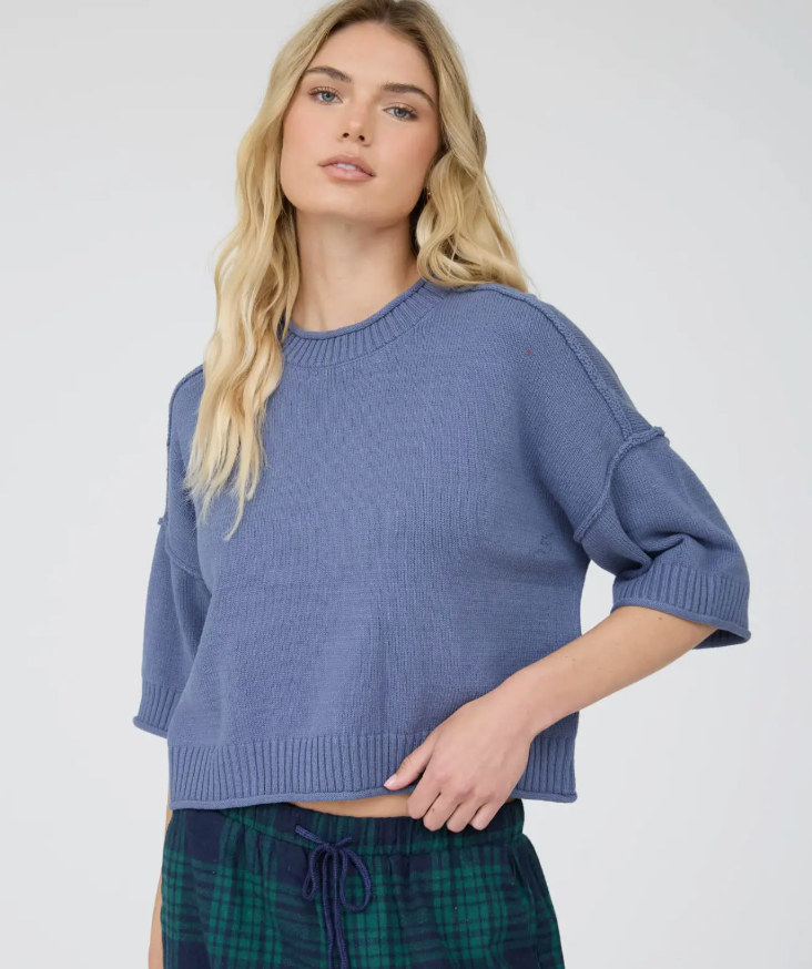 Blue Drop Sleeve Shoulder