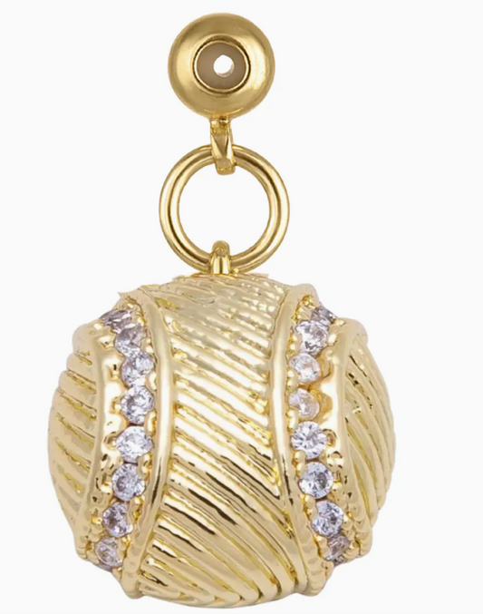Kinsey Designs Gold Baseball Drop Charm