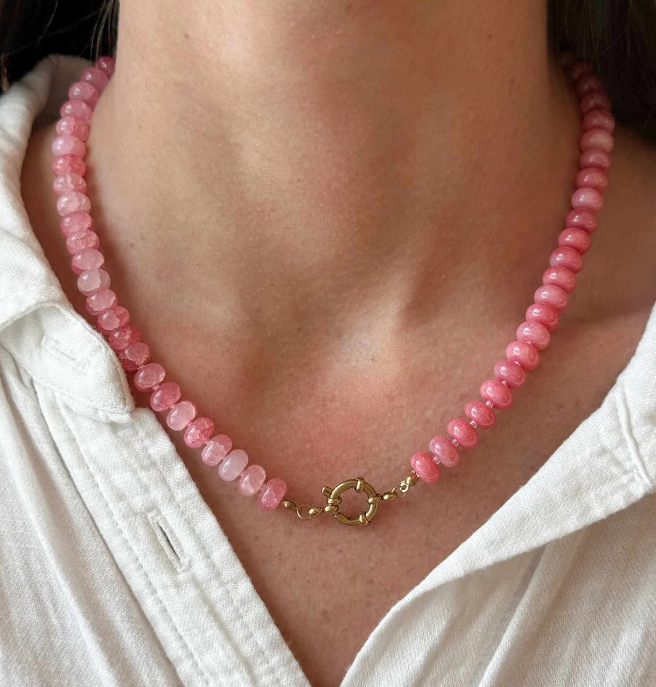 Ella Pink Beaded Necklace