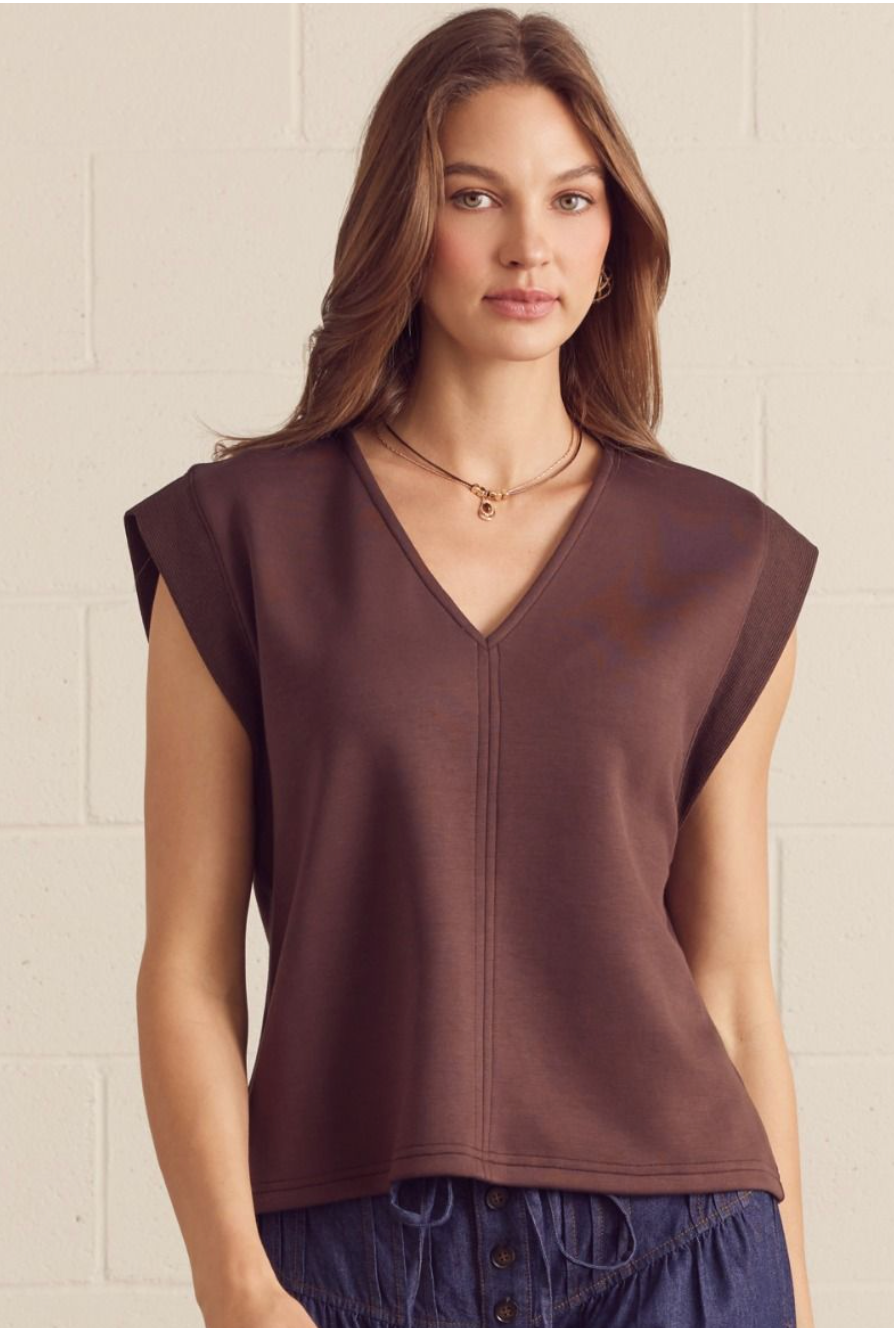 Brown Cap Sleeve Buttery Soft Top