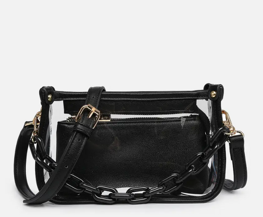 Jessica Clear + Black Stadium Bag