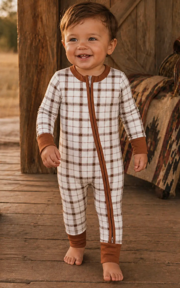 Spearmint Love Homestead Plaid Onesie