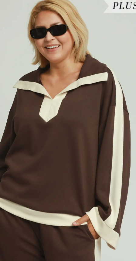 Coco Brown Lux Colorblock Top