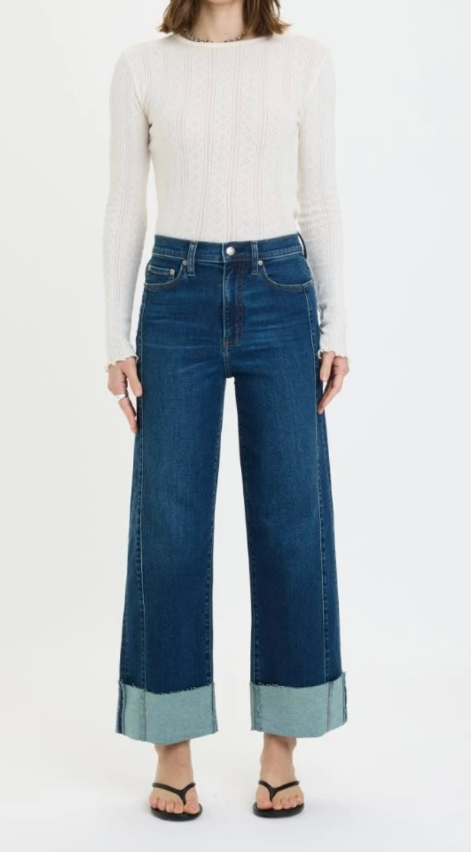 Daze Pleaser Dark Denim Cuffed Jeans