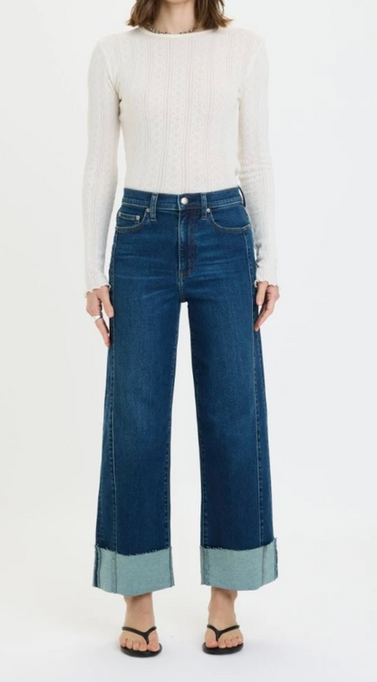 Daze Pleaser Dark Denim Cuffed Jeans