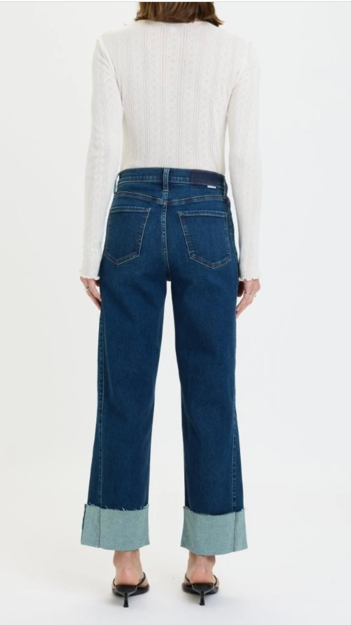 Daze Pleaser Dark Denim Cuffed Jeans