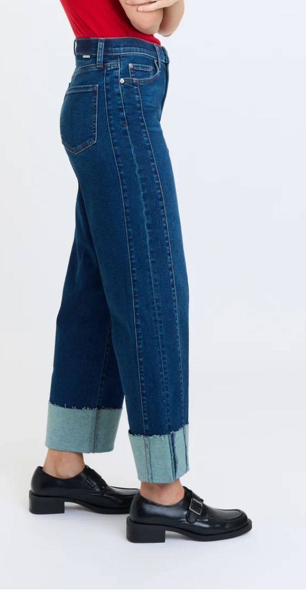 Daze Pleaser Dark Denim Cuffed Jeans