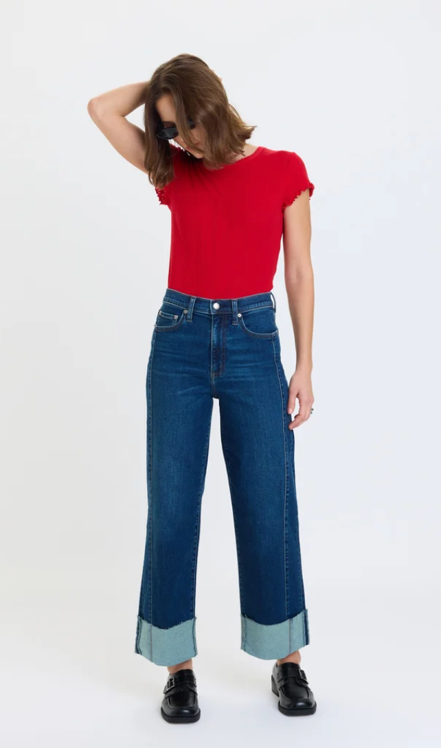 Daze Pleaser Dark Denim Cuffed Jeans
