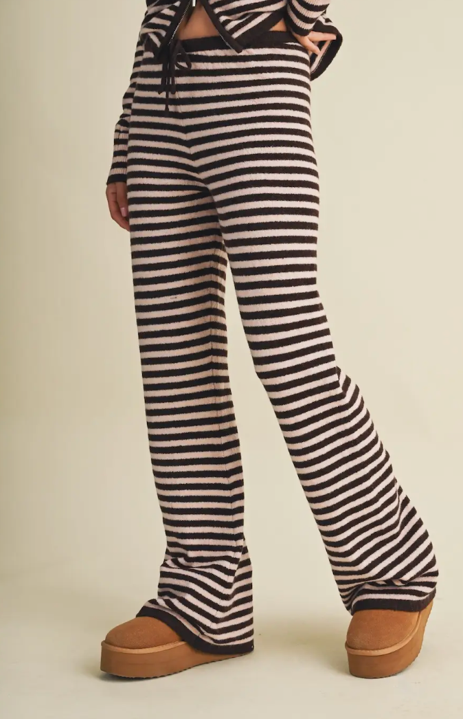 Pink + Brown Stripe Drawsting Pants
