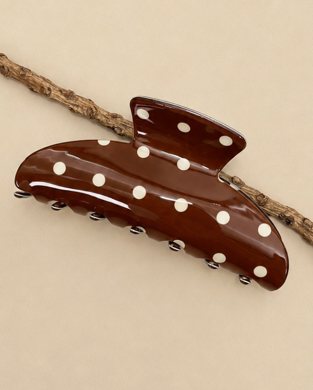 Brown Polka Dot Claw Clips