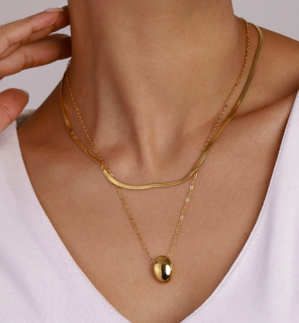 Gold Pendant Double Layered Necklace