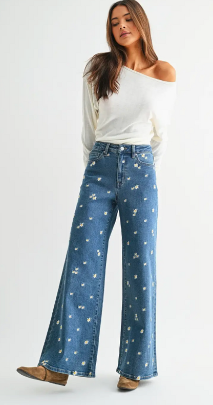 Mica Floral Denim Pants