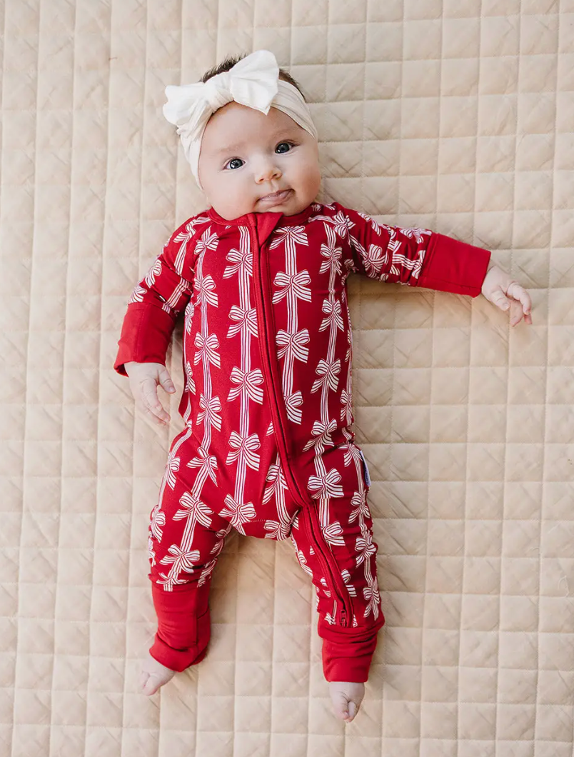 Red Bows Bamboo Onesie