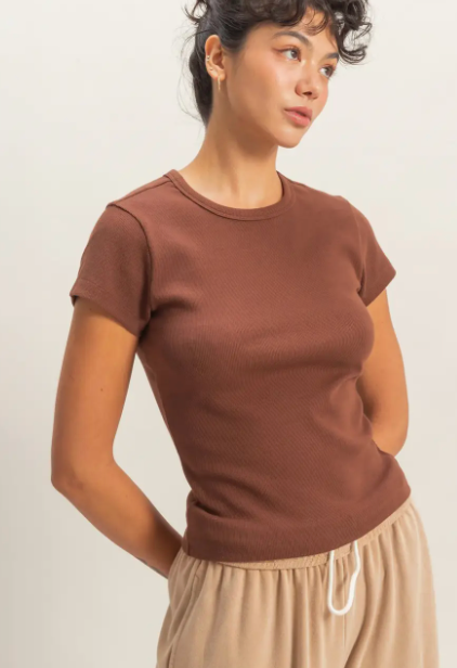 Basic Ribbed SS Top Asst Colors