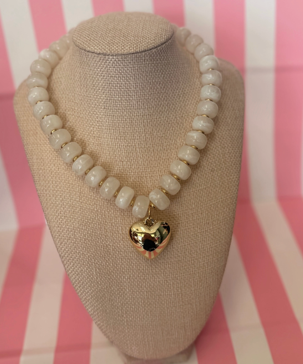 Bubble Gold Heart Necklace ASST Colors