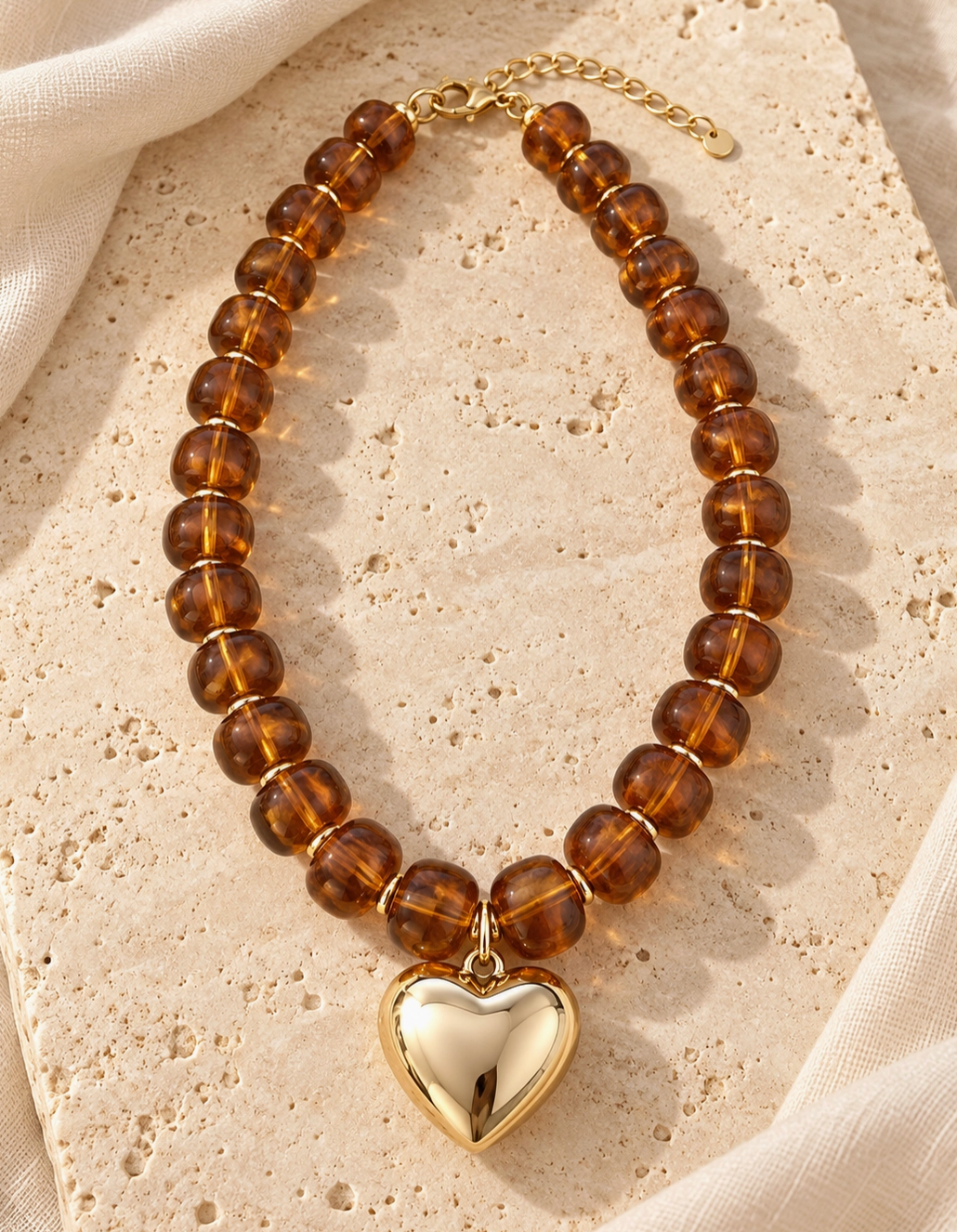 Bubble Gold Heart Necklace ASST Colors