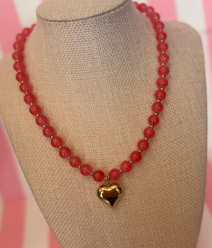 Bubble Gold Heart Necklace ASST Colors
